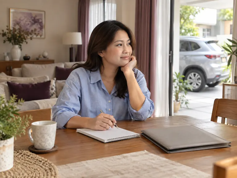 Customer arranging basic information at home.